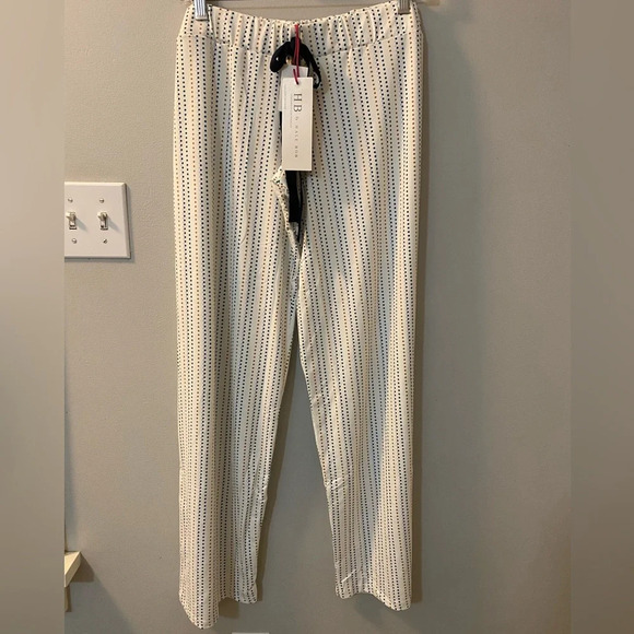 Hale Bob soft pajamas. Bottoms are offwhite with polka dots w/ a ruffled top. - Picture 4 of 7